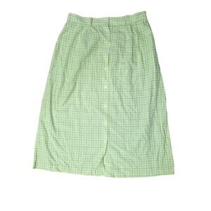 Vintage  Northern Isles Green Blue Plaid Button Front skirt
